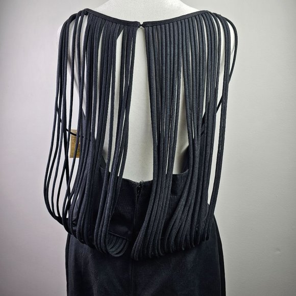 Vintage 90's Geary Roark Kamisato Linen LBD with Open Corded Back, Sz 14, NWT - Picture 7 of 12